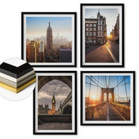 WANDBILDER 4er-Set - 50x50 cm & 40x60 cm Schwarzer Rahmen - London-Ansichtsgemälde-Set - Schwarz, Kunststoff (50/50cm) - ArtPrintCave