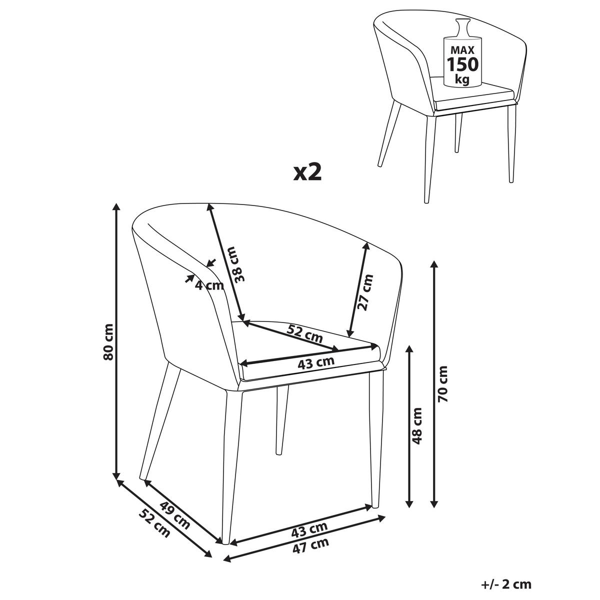 GARTENSTUHL 2er-Set Beige Curgos - Beige/Schwarz, Textil (47/80/52cm) - Beliani