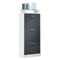 SCHUHSCHRANK Lavia Front in Schwarz mattt - Schwarz, Holzwerkstoff (46/128/23cm) - Vladon