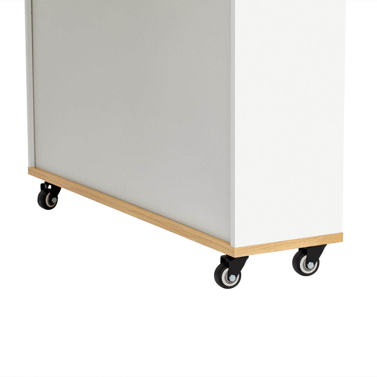 KÜCHENINSEL aus MDF 50.5-187.5x110.5x95.5 cm Weiß/Natur mit ausziehbarer Tischplatte & Steckdosen - Weiß, Holzwerkstoff (187.5/95.5/110.5cm) - Modfu