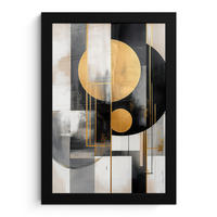 GERAHMTES BILD Abstrakt - Gold - Silber - Formen - Ästhetisch - Modern 20x30 cm - Goldfarben, Papier (20/30cm) - MuchoWow