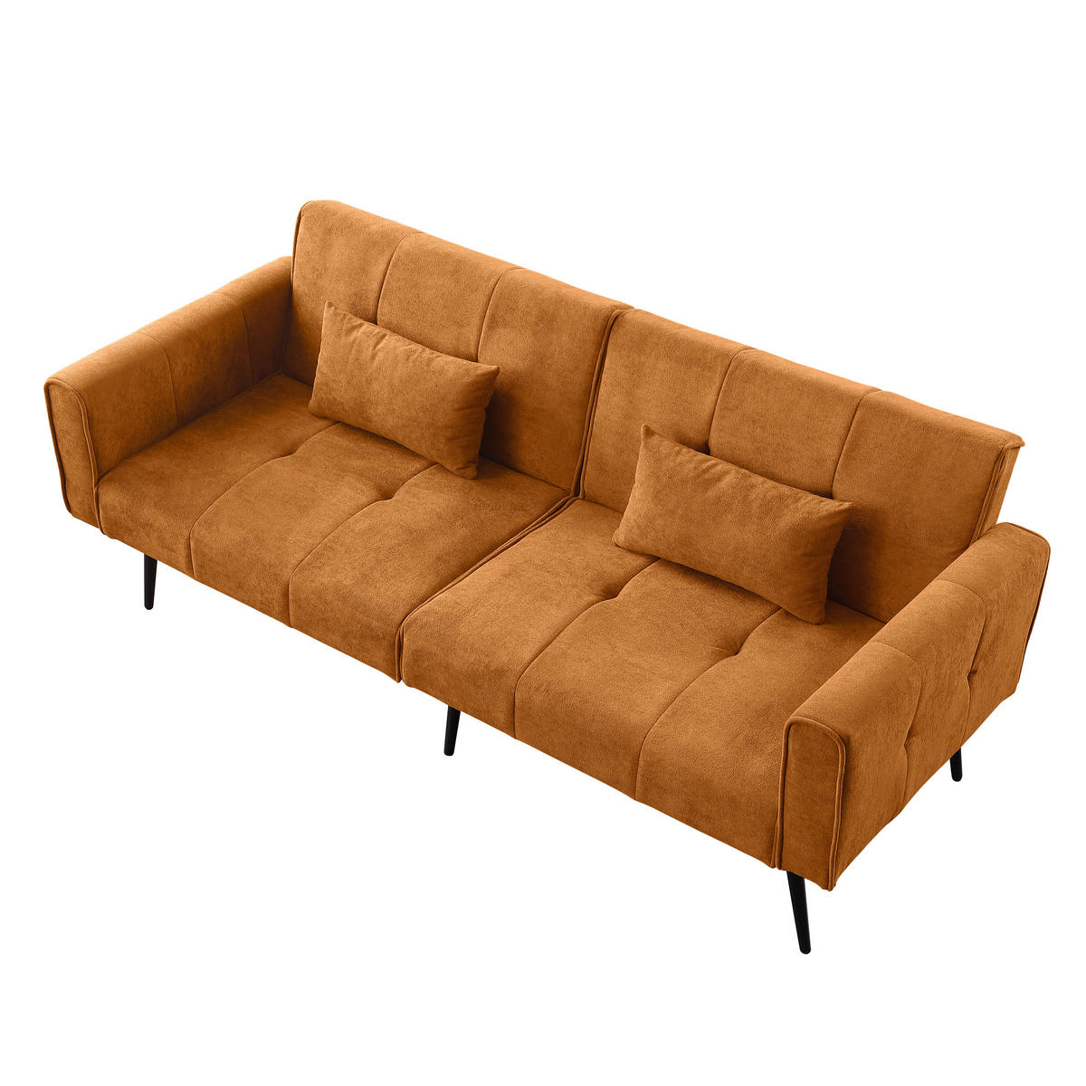 SCHLAFSOFA Cordstoff 3-Sitzer mit Armlehnen & Metallfüßen 175×71×71 cm - Orange, Holzwerkstoff/Textil (175/71/71cm) - Urban Meuble