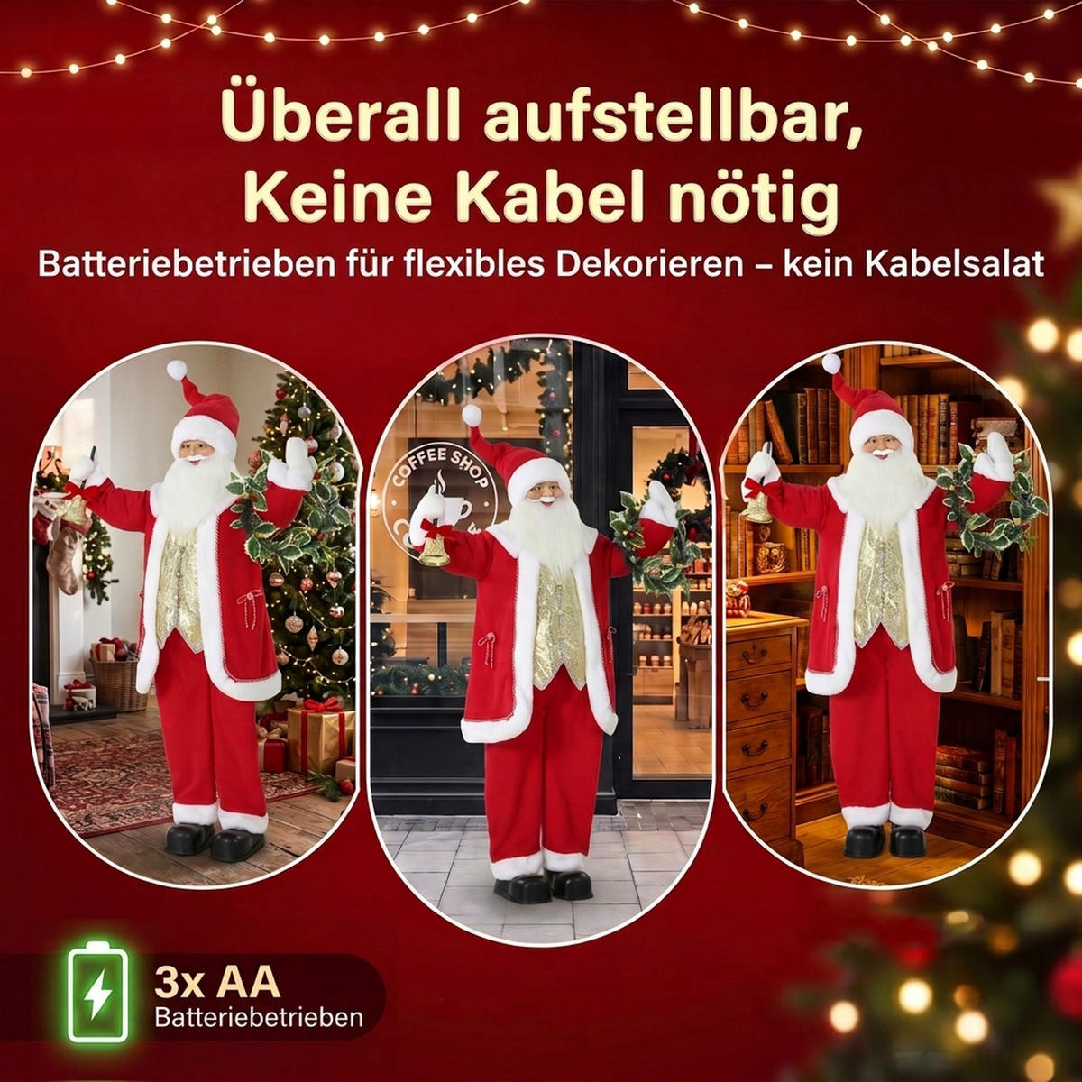 SINGENDER-WEIHNACHTSMANN Polyester Metall Rot - Rot, Textil (28/150/70cm) - HOMCOM