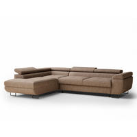 ECKSOFA MIT SCHLAFFUNKTION Concord Hellbraun Webstoff - Hellbraun/Schwarz, Holz/Holzwerkstoff (277/203cm) - Maison de Reve