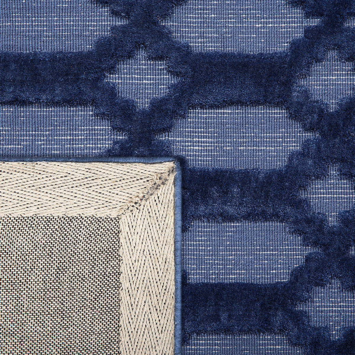 KURZFLOR-TEPPICH Cizre 230/160 cm - Blau, Naturmaterialien (160/230cm) - Beliani