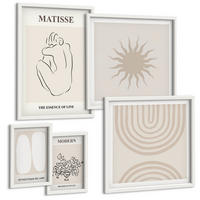 BILDER SET 5er Set - 50x50 cm & 20x30 cm & 40x60 cm Weißer Rahmen - Stilvolle minimalistische Linien - Weiß, Kunststoff (40/60cm) - TULUP