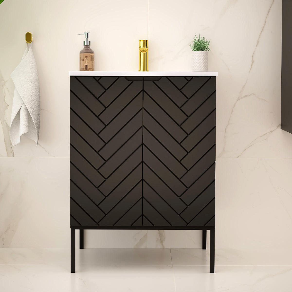 UMIVALNIK 60cm Daria Črna - črna, leseni material (60/84/45.8cm) - Petits-meubles