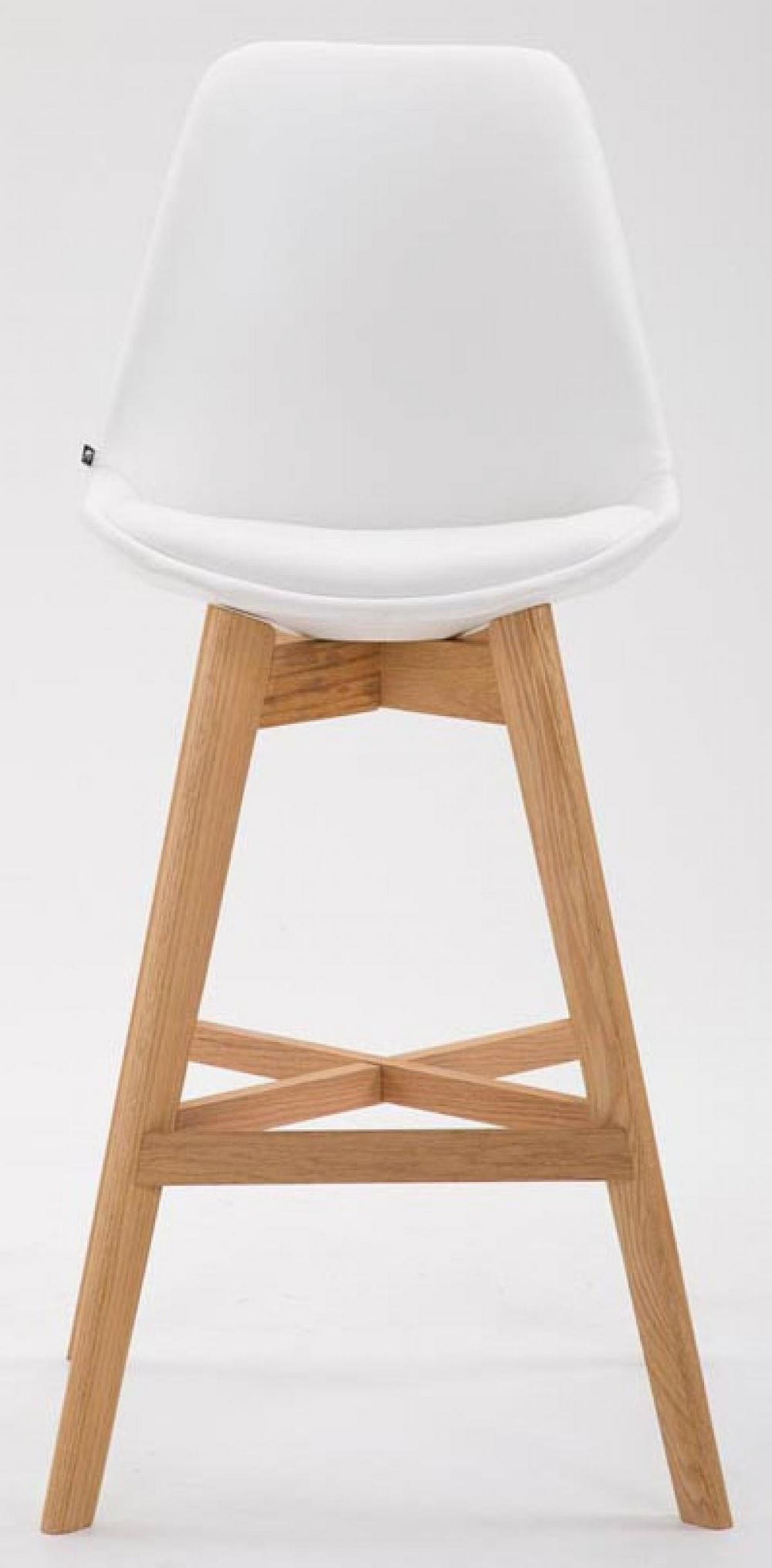 BARHOCKER 2er Set Lederlook weiß - Eukalyptusholzfarben/Weiß, Holz/Textil (48/112/56cm) - CLP