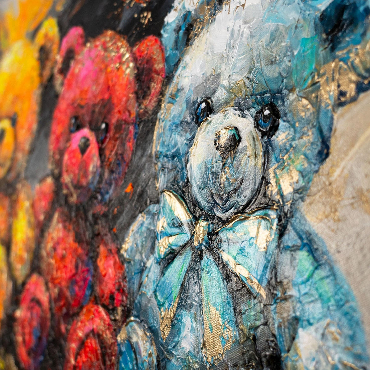 GEMÄLDE Leuchtende Bären auf Keilrahmen 115x50 cm - Multicolor, Holz (115/50cm) - YS-art gallery