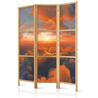 PARAVENT Japanischer 3-tlg 135x172 cm Sonnenaufgang 3D - Multicolor, Holz/Textil (135/172/3cm) - Muralo