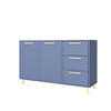 KOMMODE Nancy mit 3 Schubladen und 2 Türen, Sideboard in Farbe: Blau, Schrank in Größe: 140 x 86 x 41 cm - Blau, Holzwerkstoff (140/86/41cm) - Agmat-Furniture