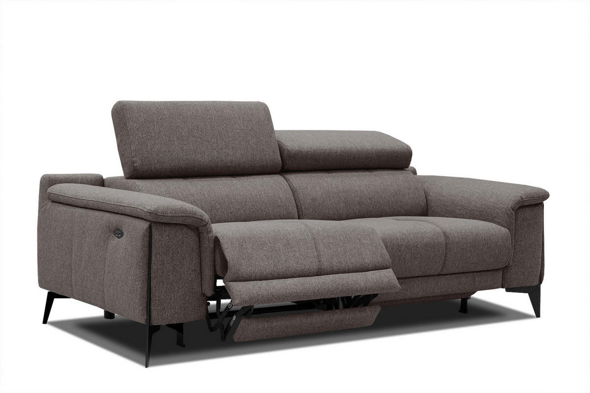 RELAXSOFA MATERA 3-Sitzer mit 2 Relaxfunktionen, braun - Schwarz/Braun, Holzwerkstoff/Textil (212/82/103cm) - Courtois Laville