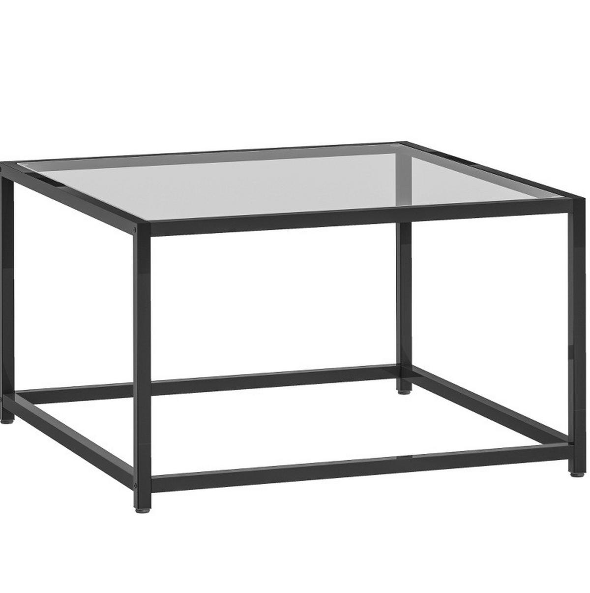 COUCHTISCH 68/68/39 cm mit gehärteter Glasplatte und Stahlgestell im Industrial-Stil, Schwarz - Schwarz, Glas (68/68/39cm) - Redom