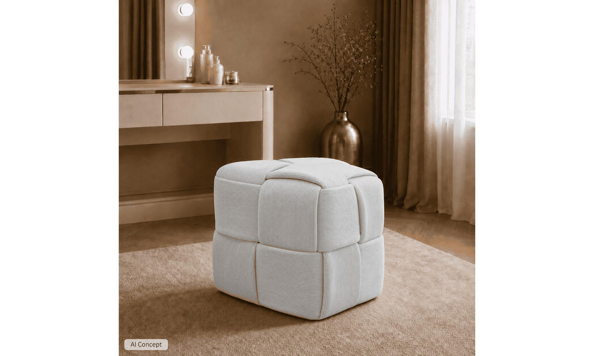 HOCKER CUBETTO 38/38/38 cm Weiß - Weiß, Textil (38/38/38cm) - Lookway