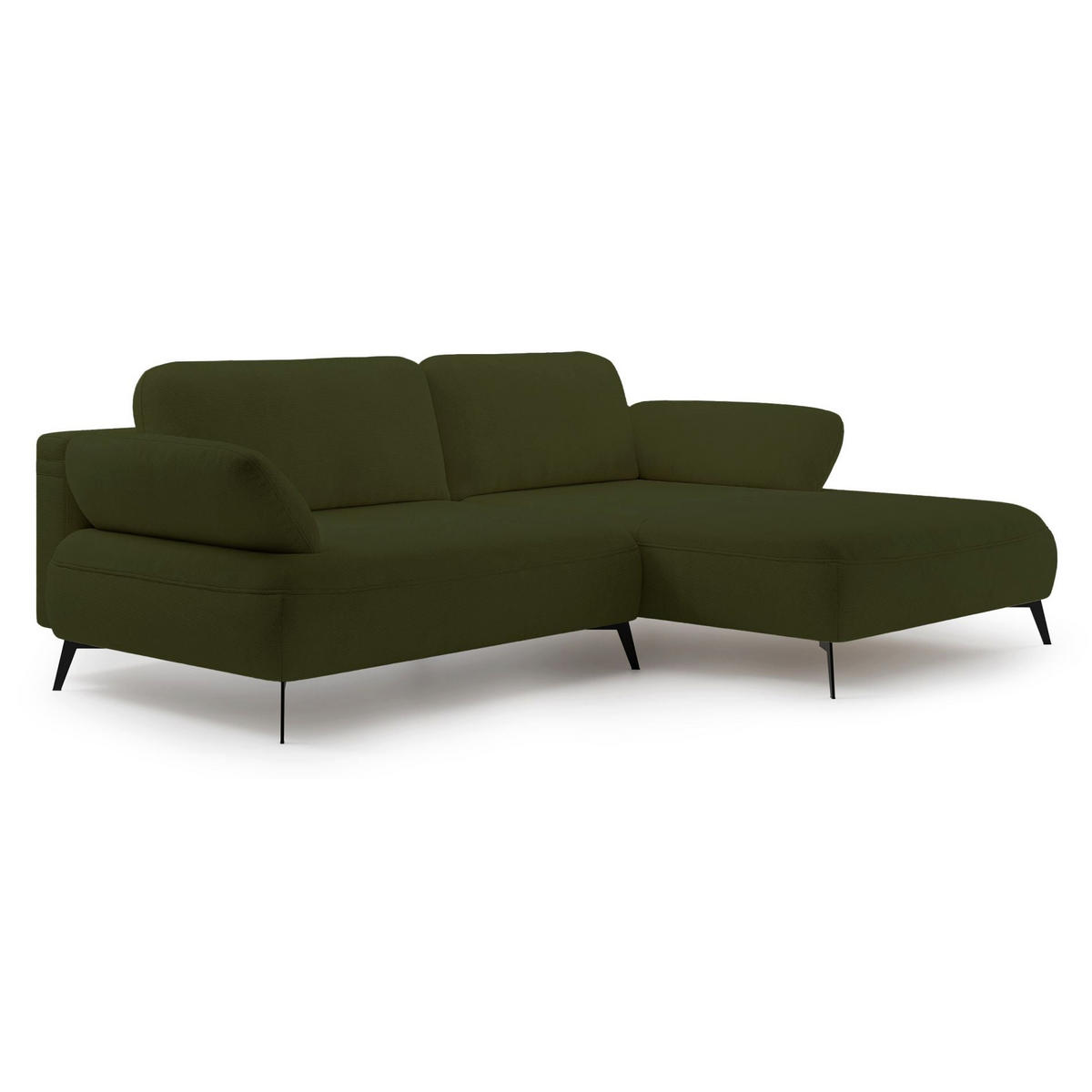ECKSOFA Avolla Olivgrün rechts - Schwarz/Olivgrün, Textil/Metall (186/284cm) - Selsey