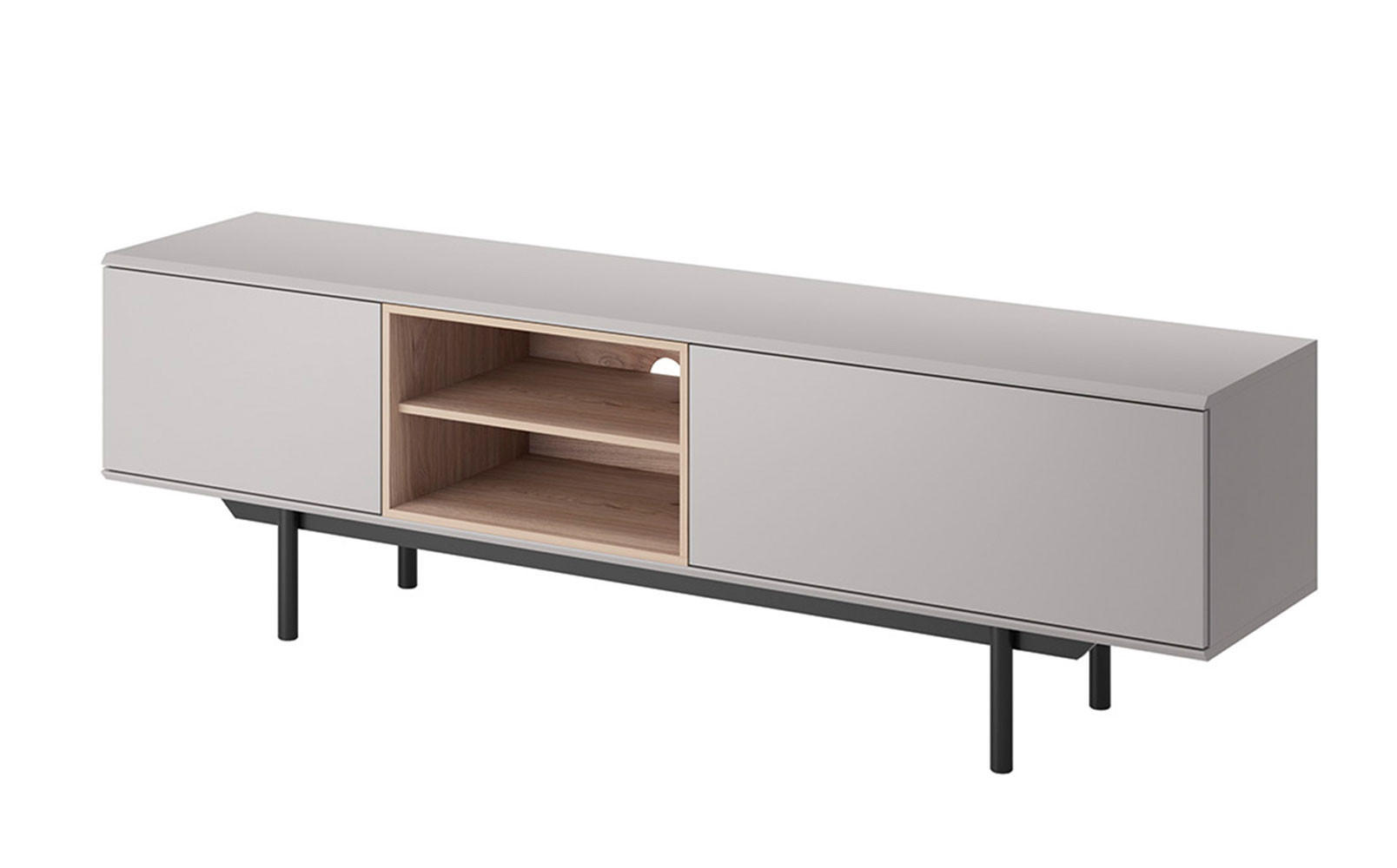 LOWBOARD Inox grau / Jackson Hickory 175 / 40 / 54cm - Braun/Grau, Holzwerkstoff (175/54/40cm) - Feldmann-Wohnen