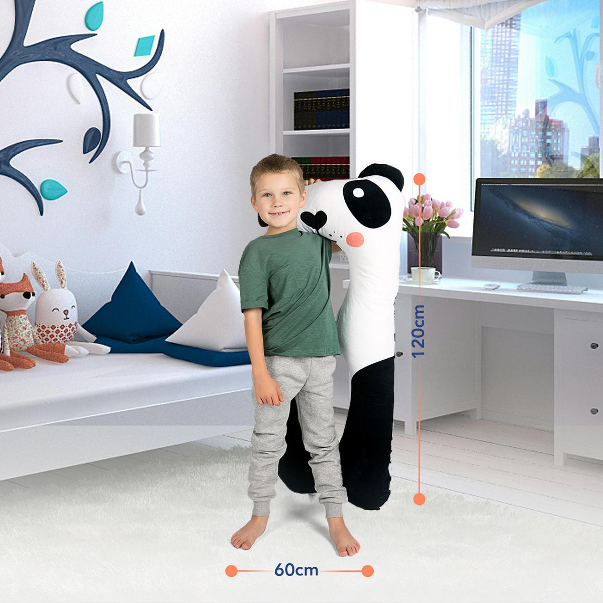 KISSEN für Kinder in U-Form Fuchs - Schwarz/Weiß, Textil (60/120cm) - KomfortKissen