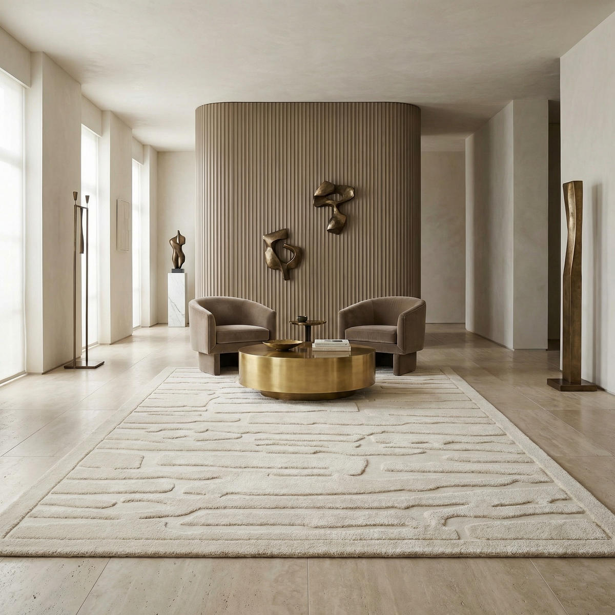 TEPPICH Struktur 3D abstrakt weich pflegeleicht EDEN-Kirkby, Elfenbein 120x170 cm - Champagner, Textil (120/170cm) - KADIMA DESIGN