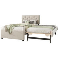 POLSTERBETT aus Samt 90x200 cm in Beige mit ausziehbarem Rollbett - Beige, Textil (90/200cm) - Modfu