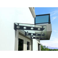 GLASVORDACH 200x90 cm Sicherheitsglas Edelstahl Klarglas S-RAL7016 - Transparent, Glas (200/1.31/90cm) -  Glaswerk Westfalen