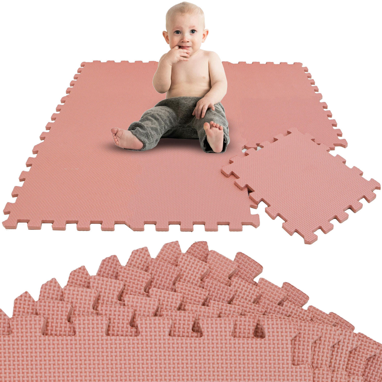 SPIELMATTE ab Null - 90 cm Baby Puzzlematte Rosa - Rosa, Kunststoff (30/30cm) - Littletom