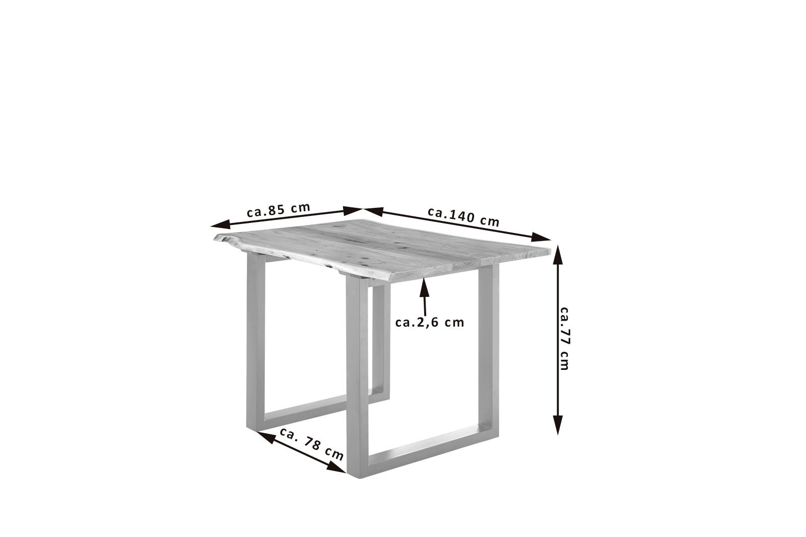 ESSTISCH LUBIN - Beige/Silberfarben, Holz/Metall (80/140/77cm) - SAM