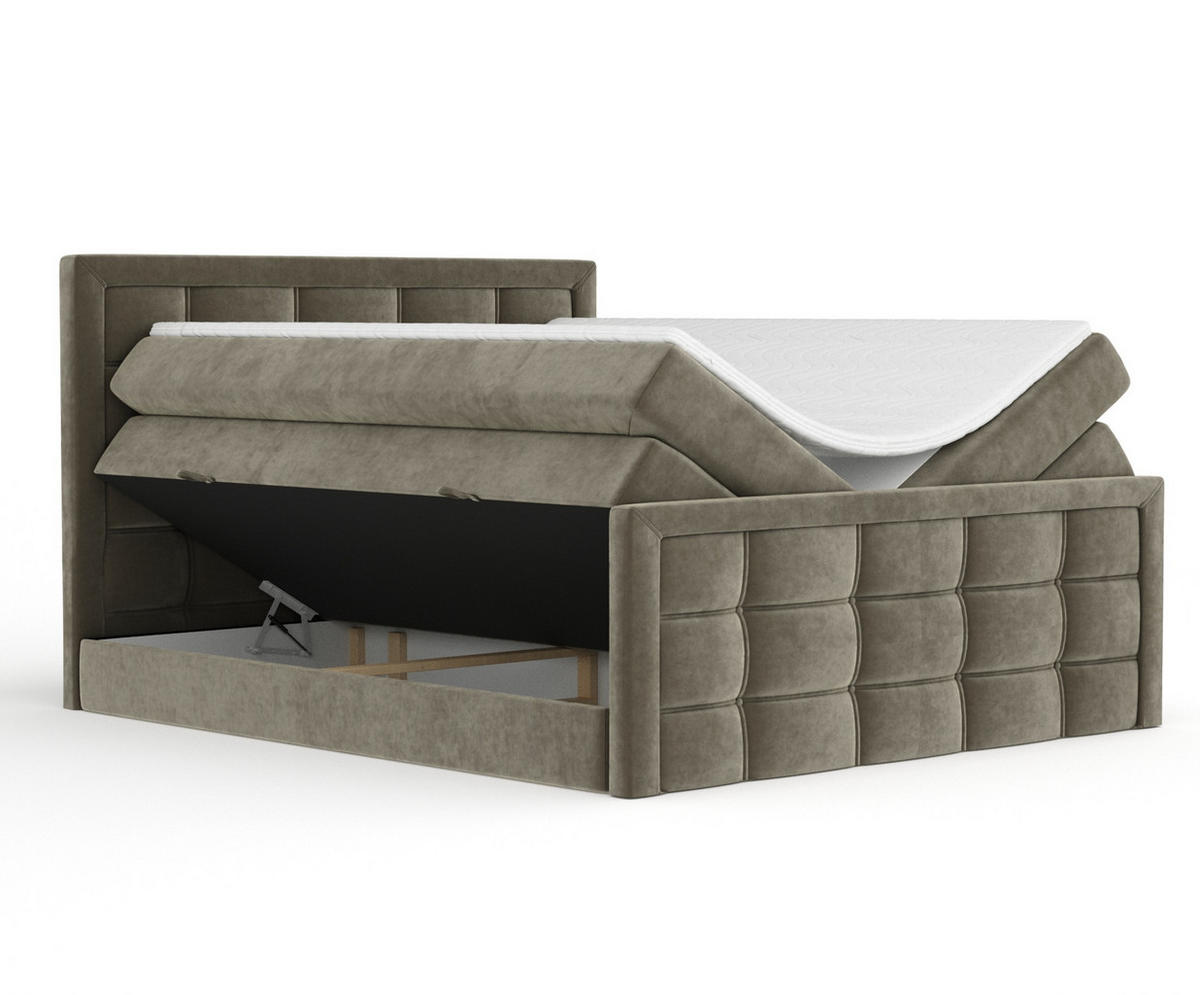 BOXSPRINGBETT Ambrosia Taupe 160/200 cm - Taupe/Schwarz, Holz/Holzwerkstoff (160/200cm) - Maison de Reve