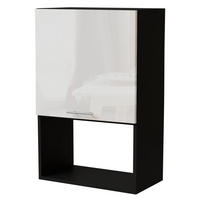 MIKROWELLENUMBAUSCHRANK Essen W4MK/60 Weiß Hochglanz / Schwarz Matt 60 / 32,5 / 96cm - Weiß Hochglanz/Schwarz, Holz/Holzwerkstoff (60/96/32.5cm) - Feldmann-Wohnen