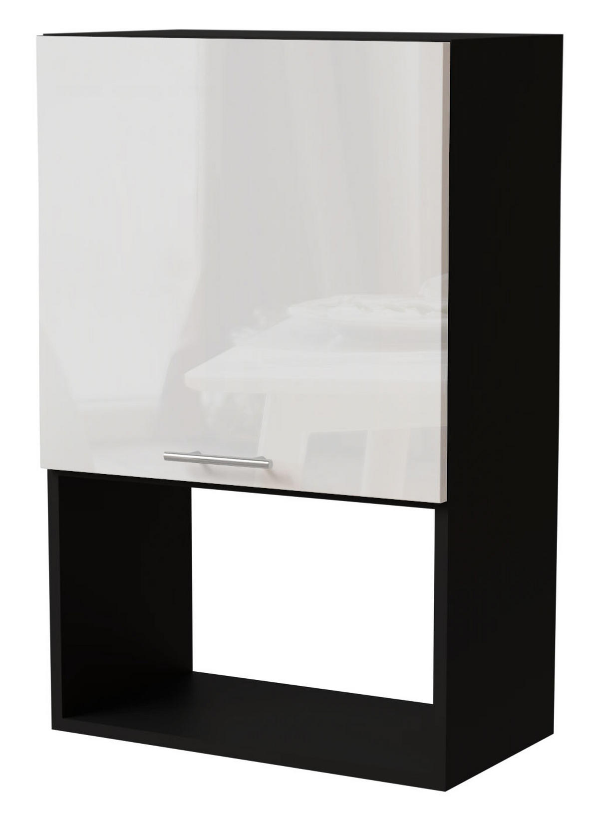 MIKROWELLENUMBAUSCHRANK Essen W4MK/60 Weiß Hochglanz / Schwarz Matt 60 / 32,5 / 96cm - Weiß Hochglanz/Schwarz, Holz/Holzwerkstoff (60/96/32.5cm) - Feldmann-Wohnen