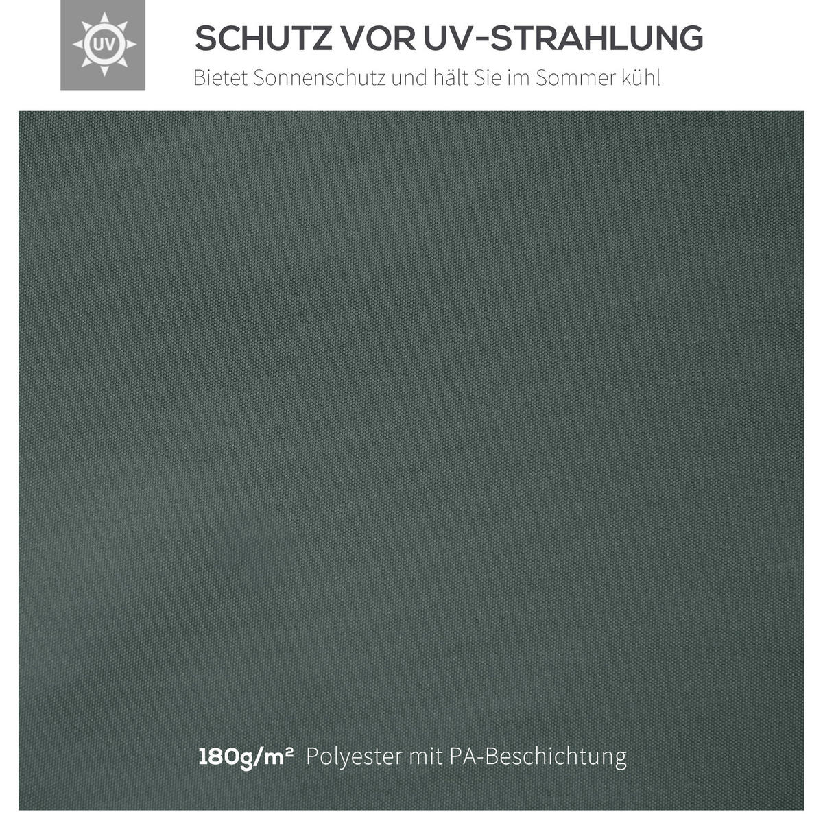 PAVILLONDACH 298/295 cm aus Polyester mit PA-Beschichtung, UV-Schutz und Entwässerungslöchern, Dunkelgrau - Dunkelgrau, Textil (295/1/298cm) - Redom
