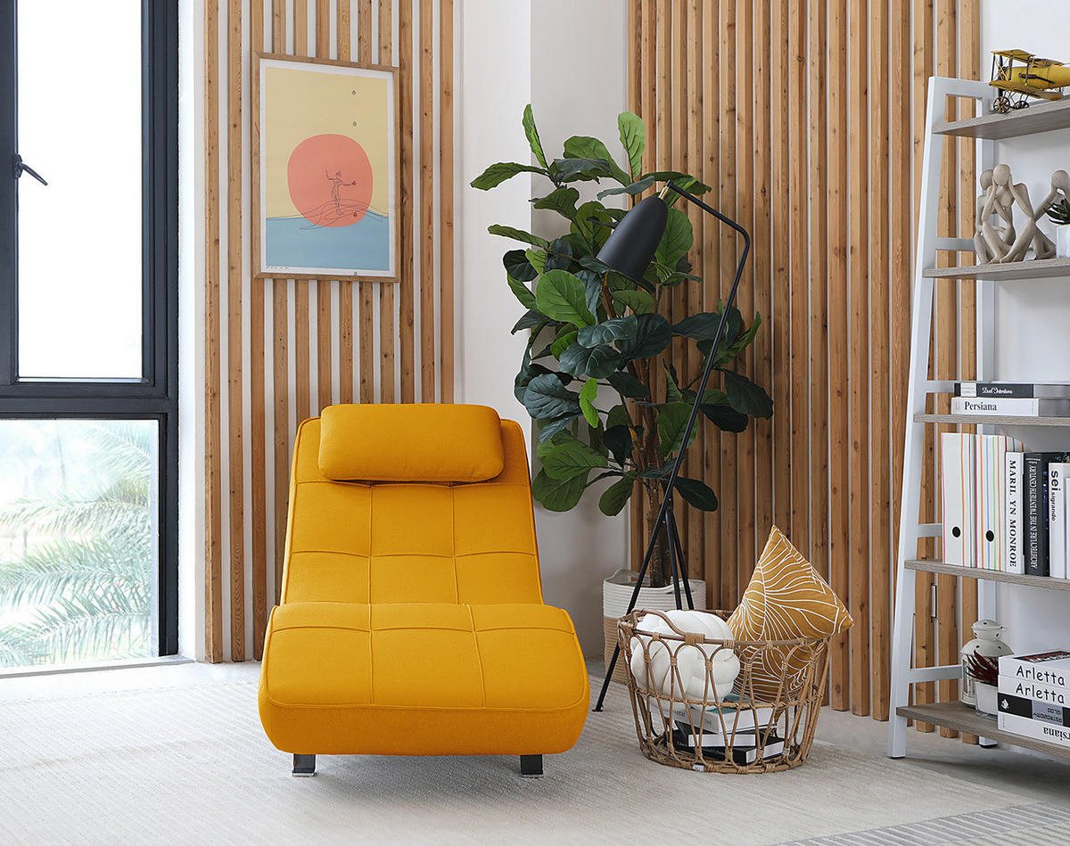 RELAXLIEGE - Chromfarben/Gelb, Textil/Metall (70/80/170cm) - home24