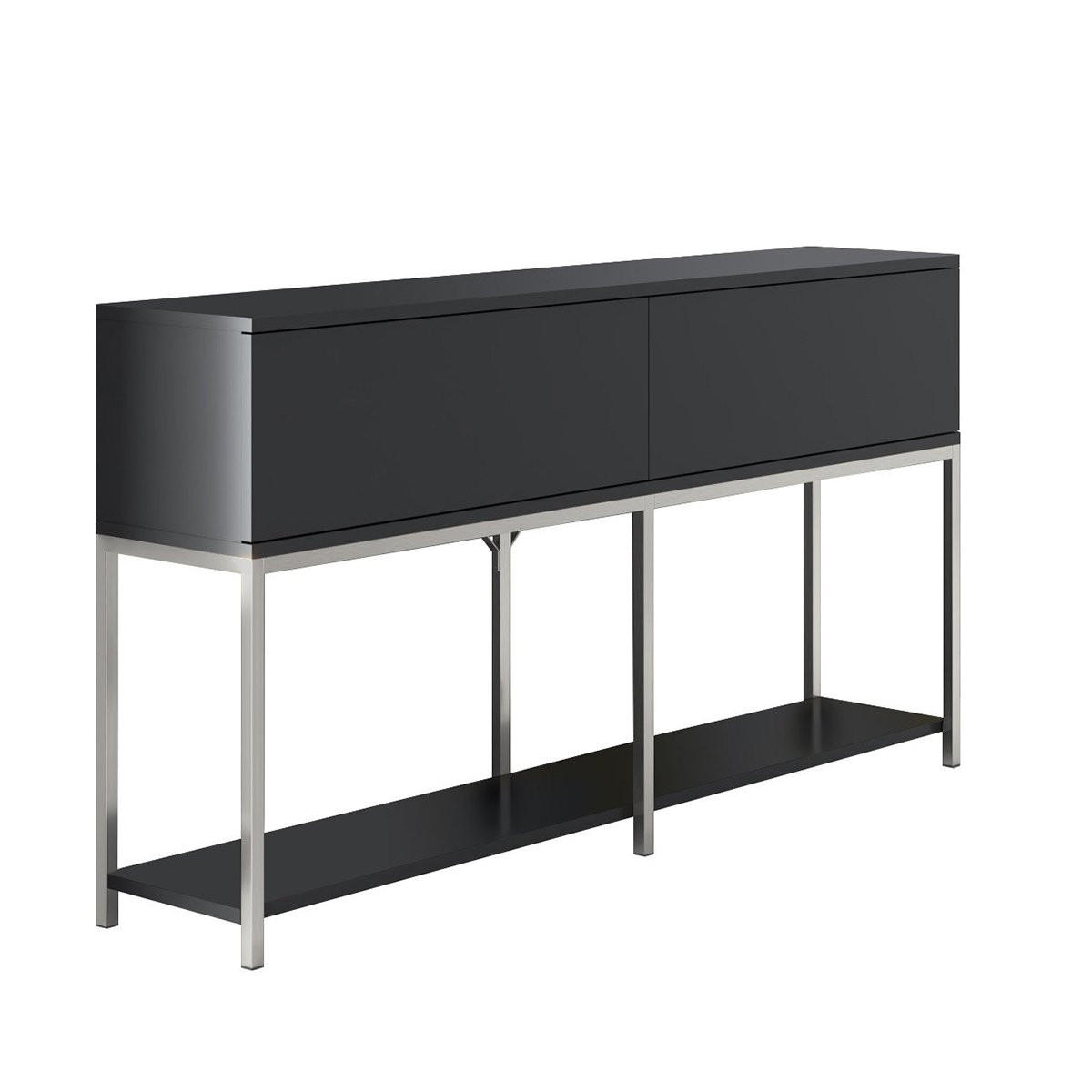 KONSOLE 2 Schwingtüren L150 cm - Lord - Anthrazit/Silberfarben, Holzwerkstoff (150/30/80cm) - Calicosy