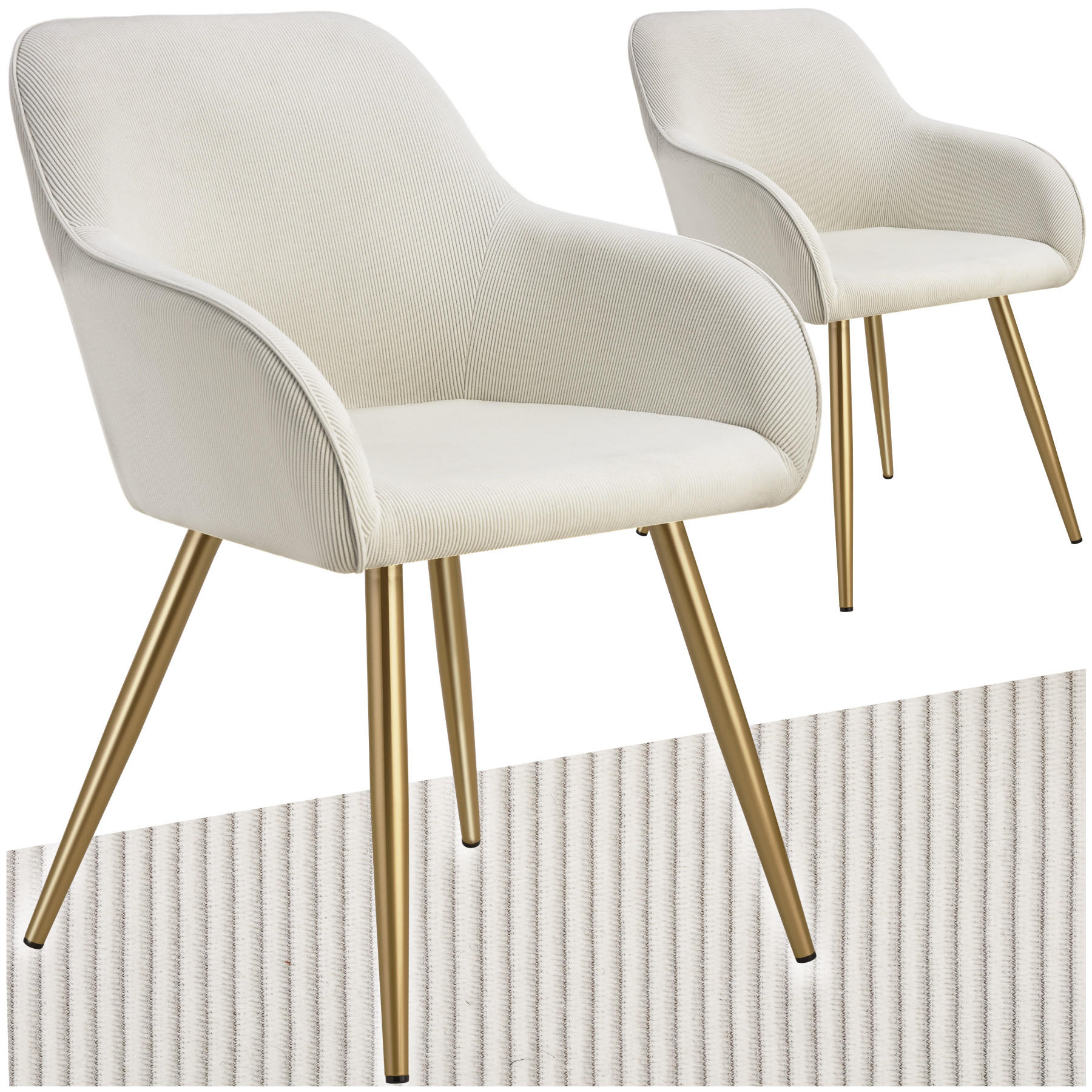 ESSZIMMERSTUHL 2er Set Marilyn 58 x 62 x 82 cm creme/gold - Goldfarben/Creme, Kunststoff (62/82/58cm) - tectake