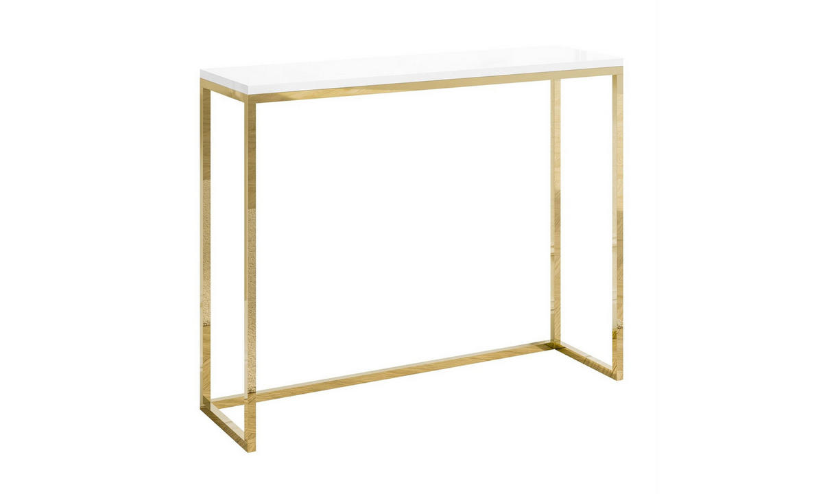 KONSOLE MODERN II 100/30/80 cm Goldchrom/Weiß Hochglanz - Goldfarben/Weiß, Holzwerkstoff/Metall (100/80/30cm) - Lookway