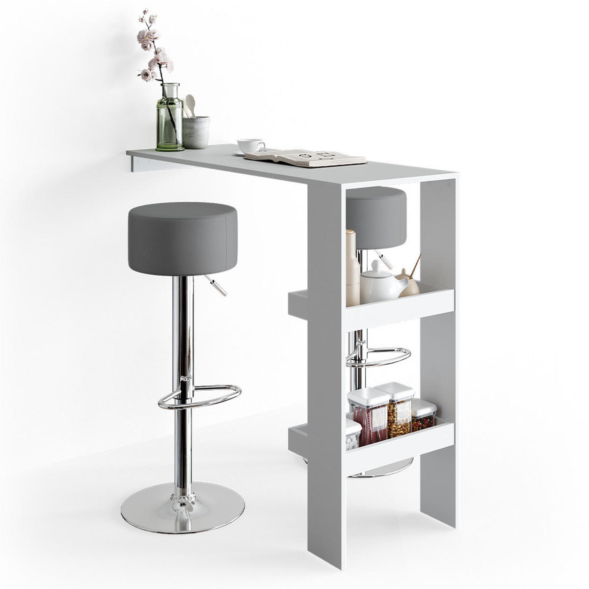 BARHOCKER 2ER SET Grau 33 x 92 cm 2 Teilig - Grau, Metall (33/92/33cm) - Vicco