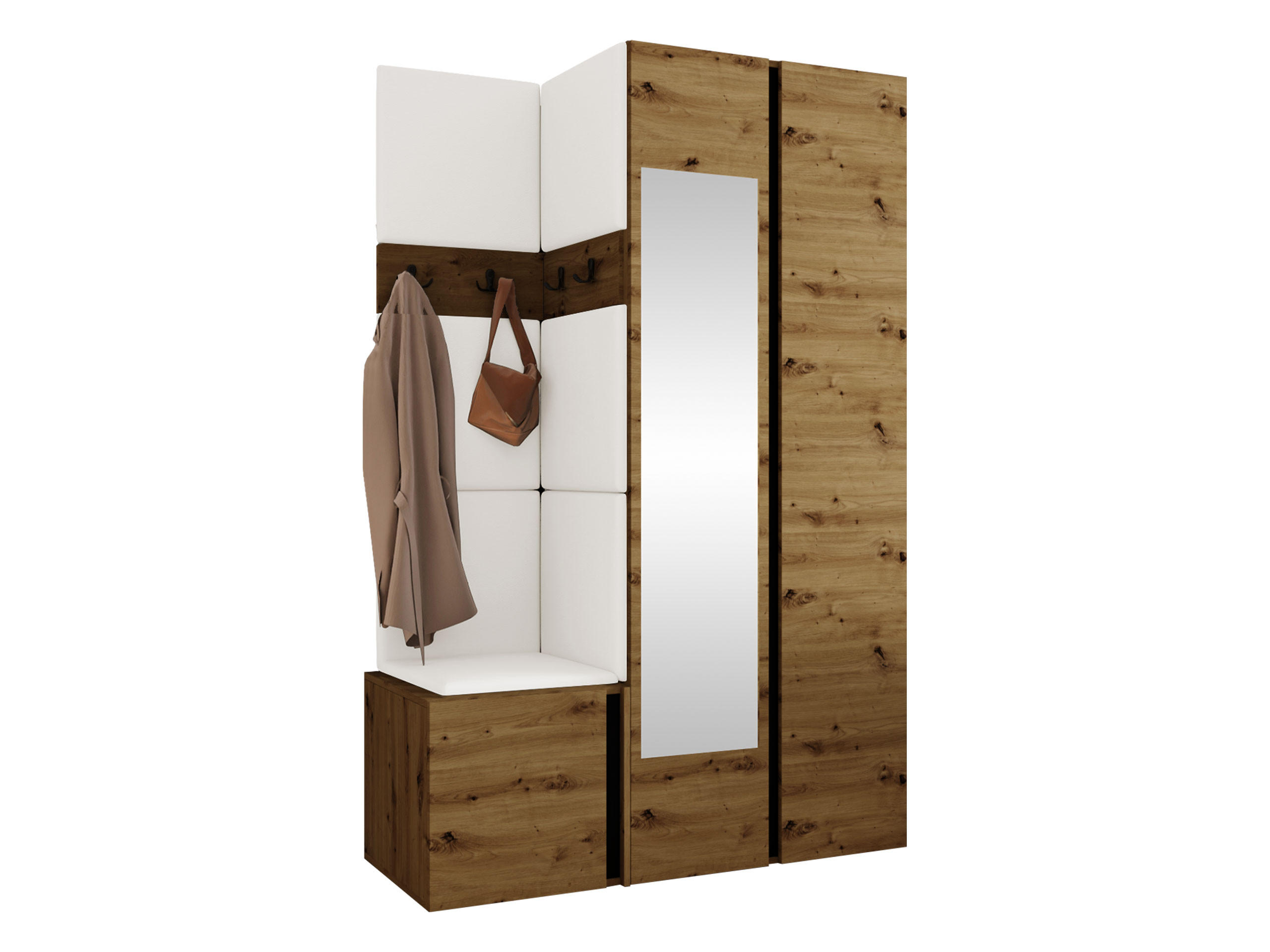 Mirjan24 Garderoben-Set Eiche Artisan, Weiß 116x186x46 cm