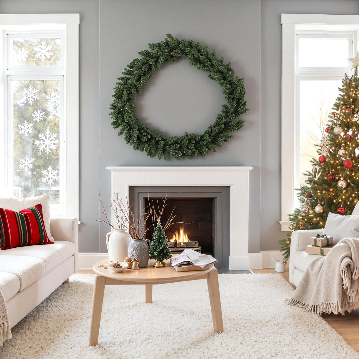 2,7 m künstliche Weihnachtsgirlande Dekoration mit 216 Spitzen Tannengirlande - Grün, Kunststoff (270cm) - HOMCOM