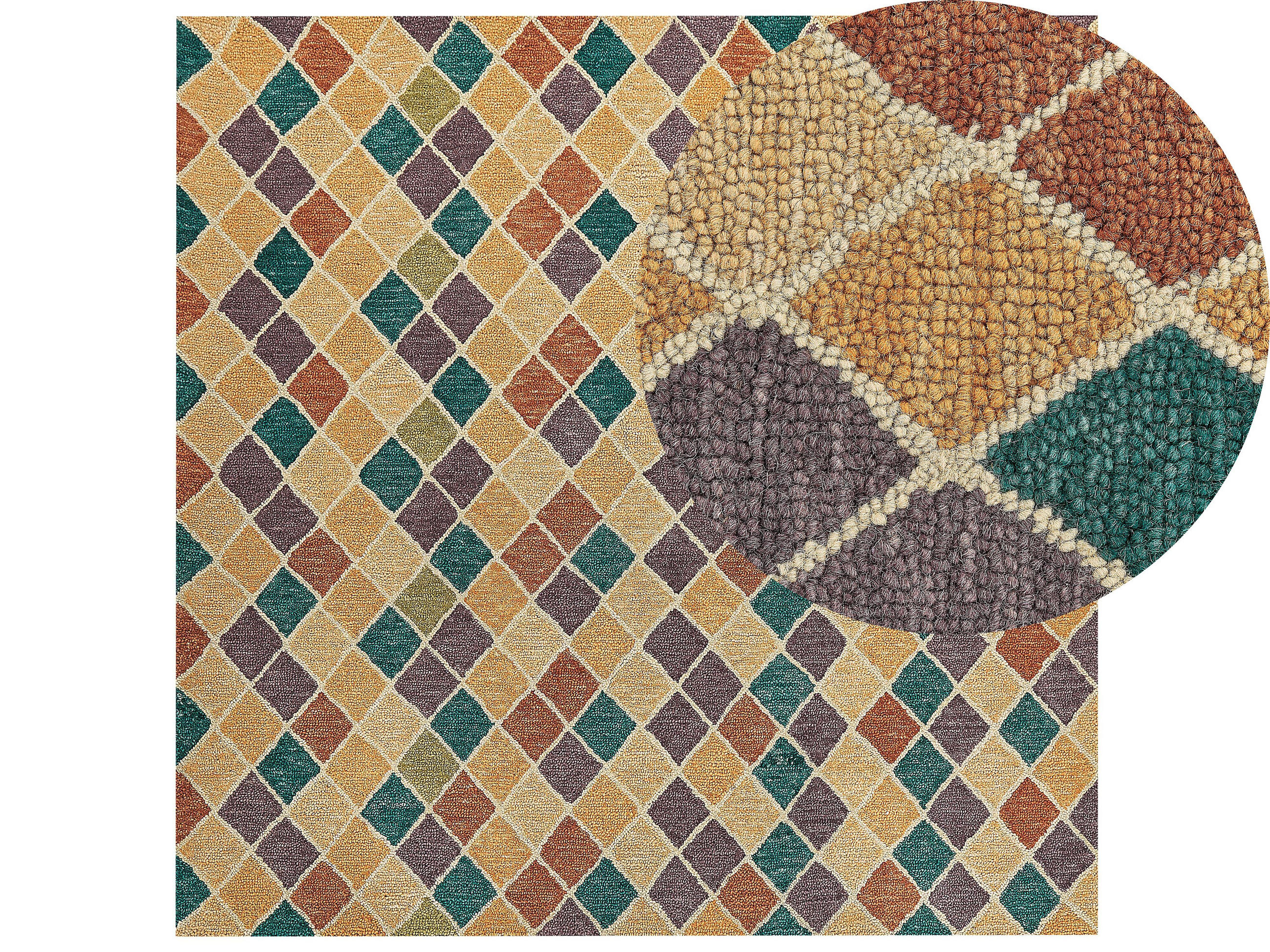 KURZFLOR-TEPPICH Keskin 200/200 cm - Multicolor, Textil (200/200cm) - Beliani