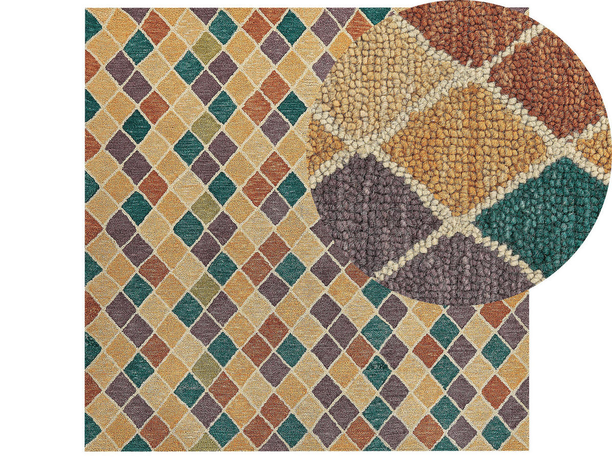 KURZFLOR-TEPPICH Keskin 200/200 cm - Multicolor, Textil (200/200cm) - Beliani