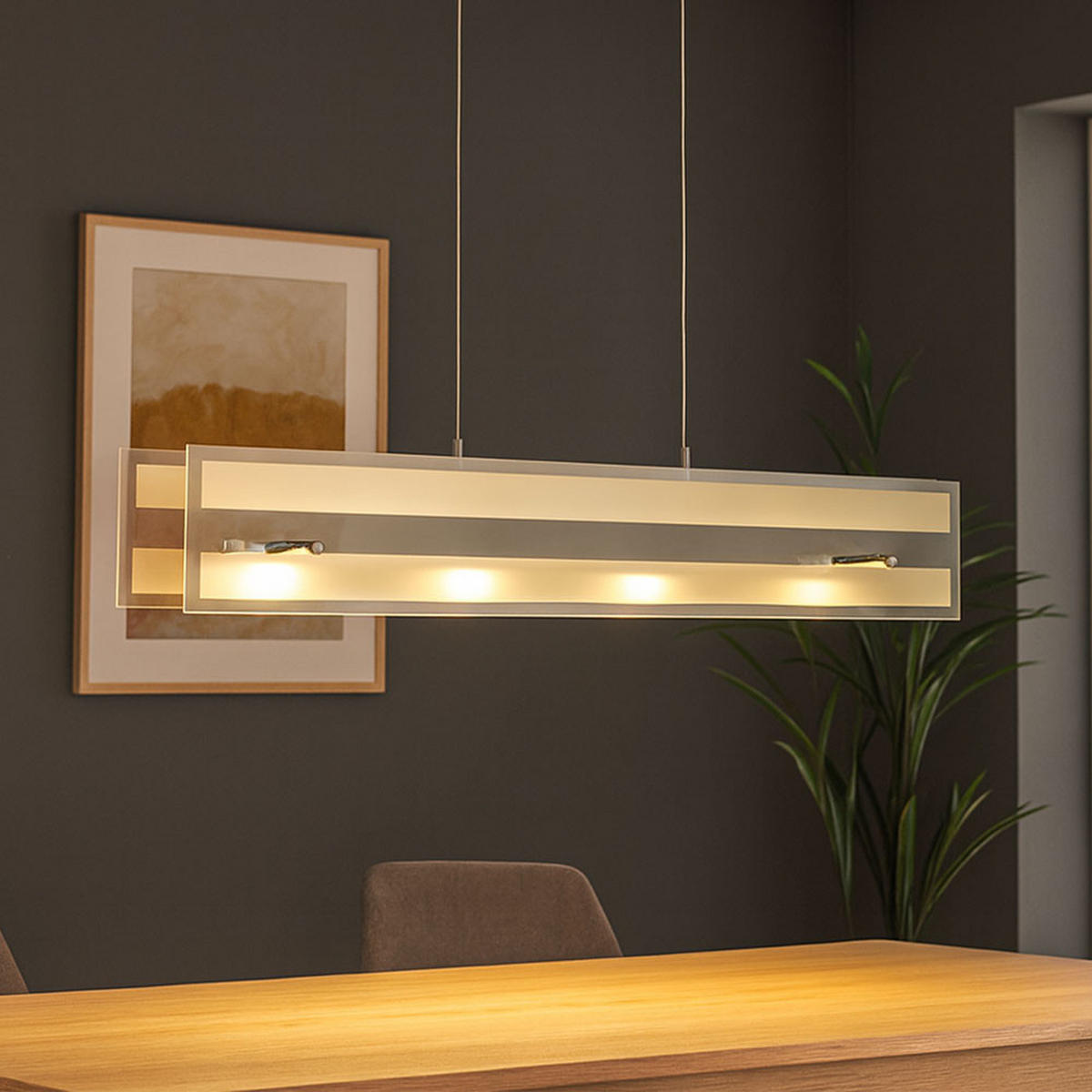 LED HÄNGELEUCHTE CORA Silber Glas - Silberfarben, Glas (87/16/120cm) - Esto