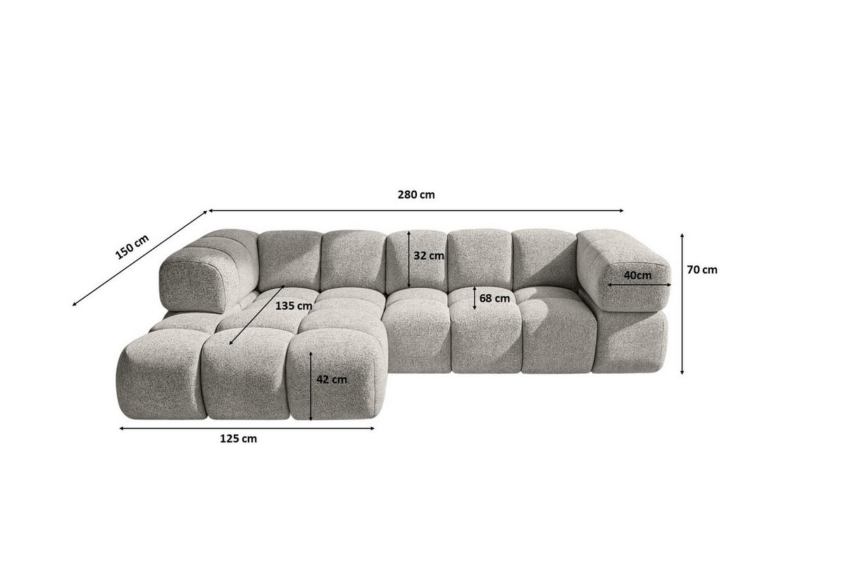 ECKSOFA L-Form Averro, stoff Puente, Beige, Links - Beige, Holz (280/150cm) - Kaiser Möbel