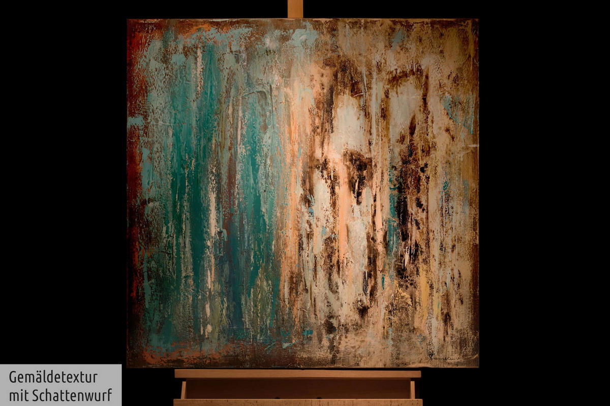 ÖLGEMÄLDE 80/80 cm - Blau/Braun, Holz/Textil (1.54/80cm) - KUNSTLOFT