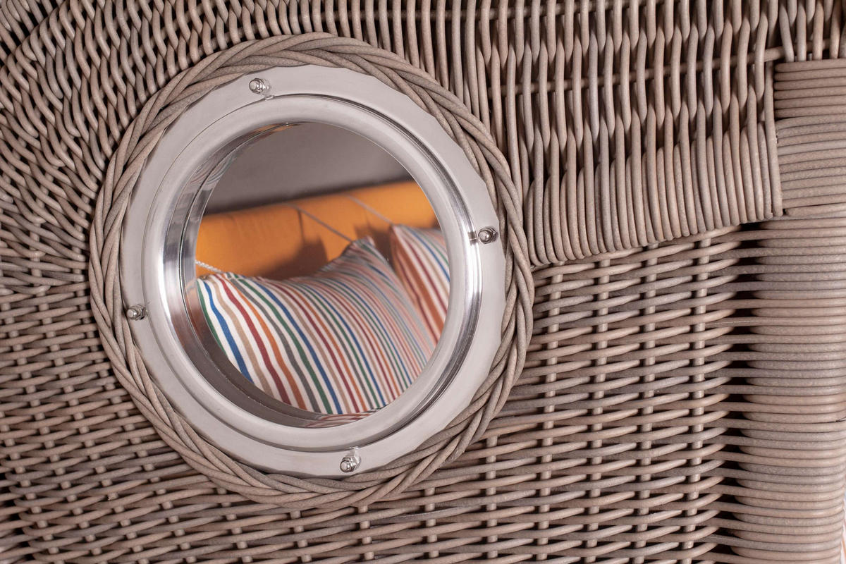 STRANDKORB Düne Koboo Grau Bullaugen - Gelb/Braun, Metall (125/170/80cm) - Mr. Deko