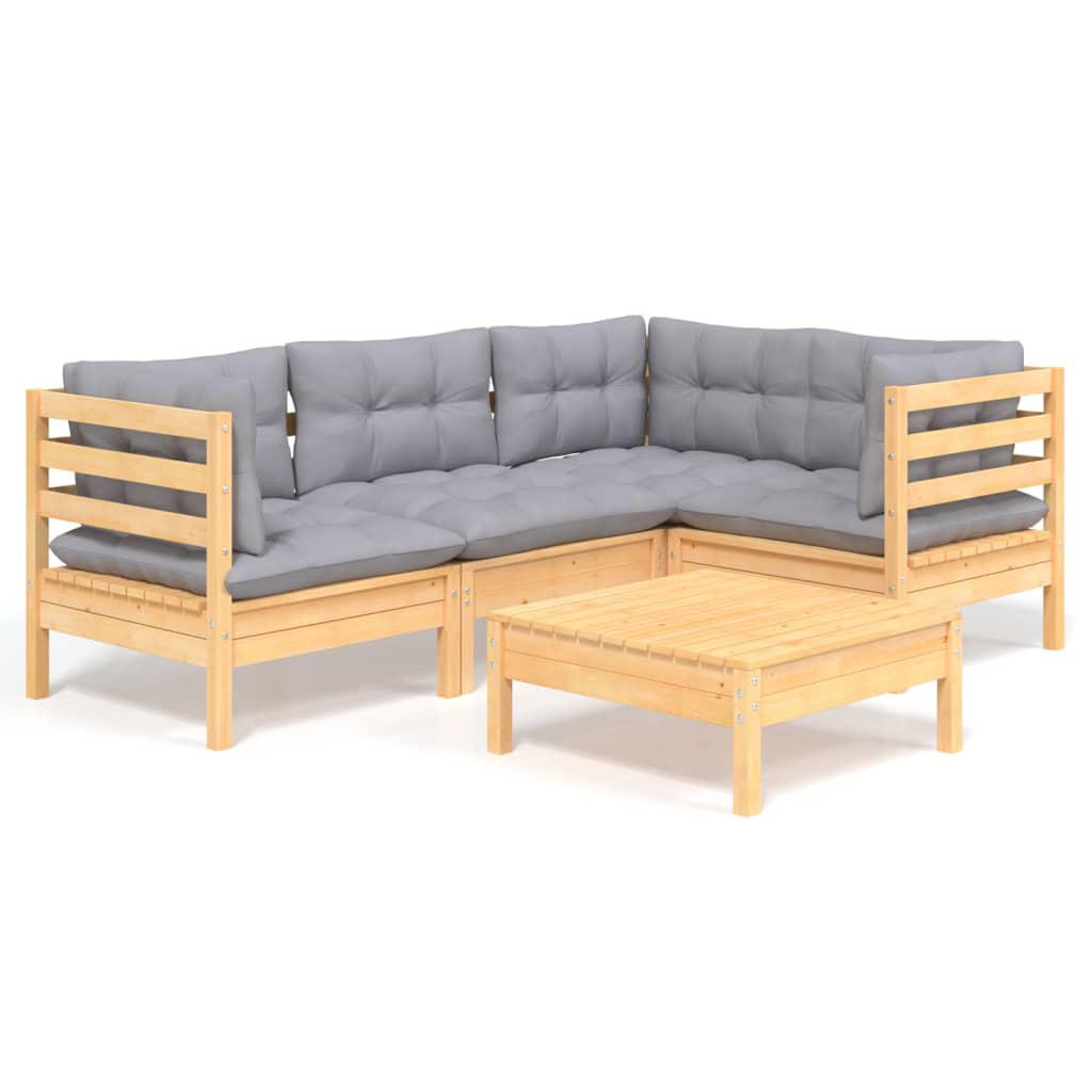 vidaXL Garten-Lounge-Set Grau