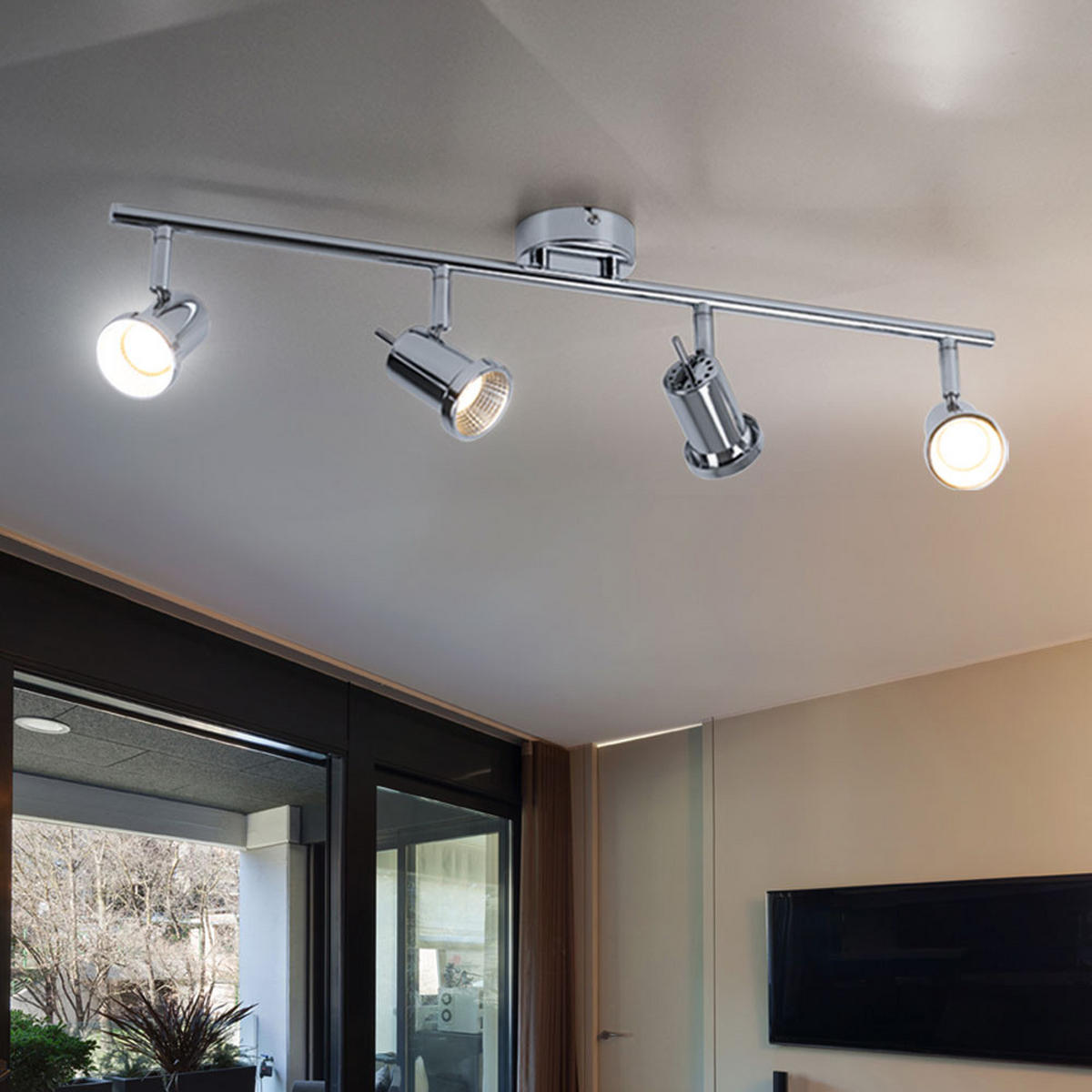 LED DECKENLEUCHTE Chrom silber verstellbar - Silberfarben, Metall (63/8/14cm)