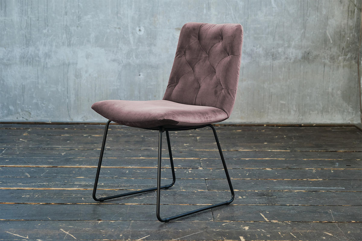 STUHL NEW CHARME Rosé Velvet - Rosa, Textil (52/87/66cm) - KAWOLA