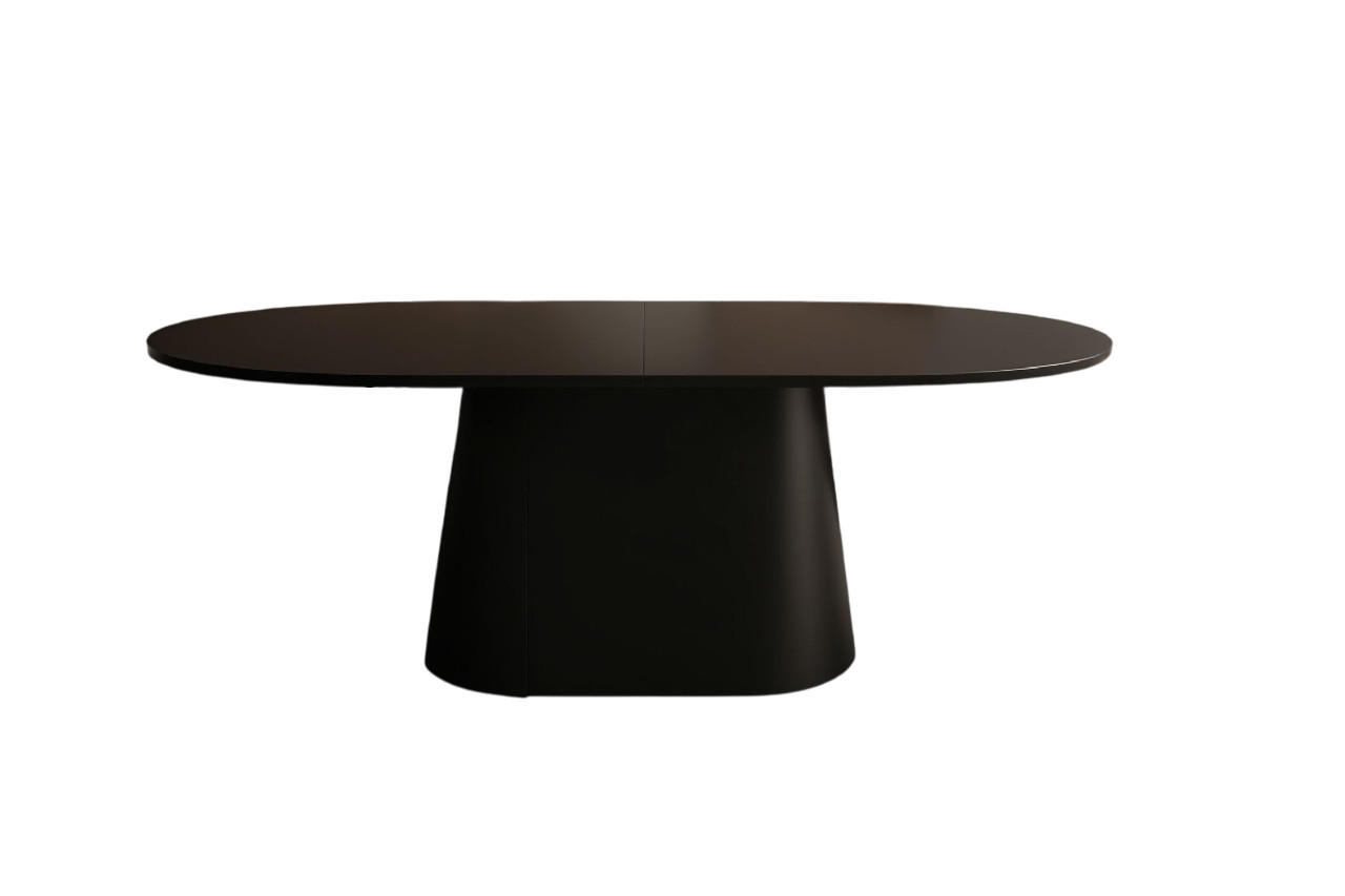 ESSTISCH oval Schwarz matt ausziehbar 160-206 cm - Schwarz, Holzwerkstoff (89/160/75cm) - designimpex