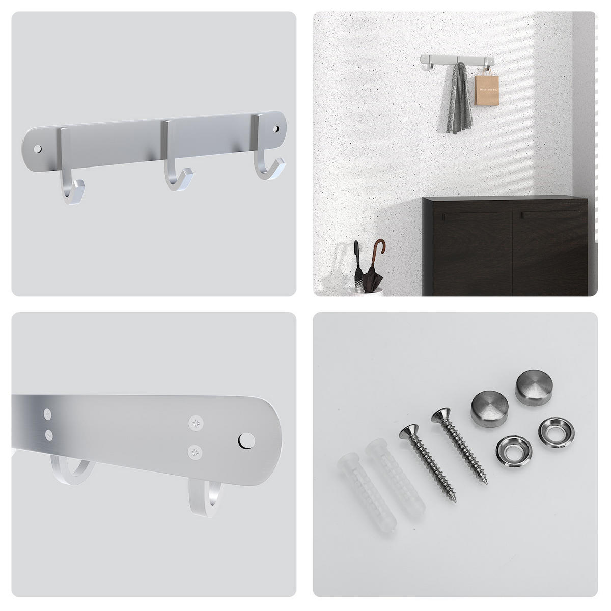 HAKENLEISTE 22/4.7/4.7 cm - Silberfarben, Metall (4.7/4.7/22cm) - Intirilife