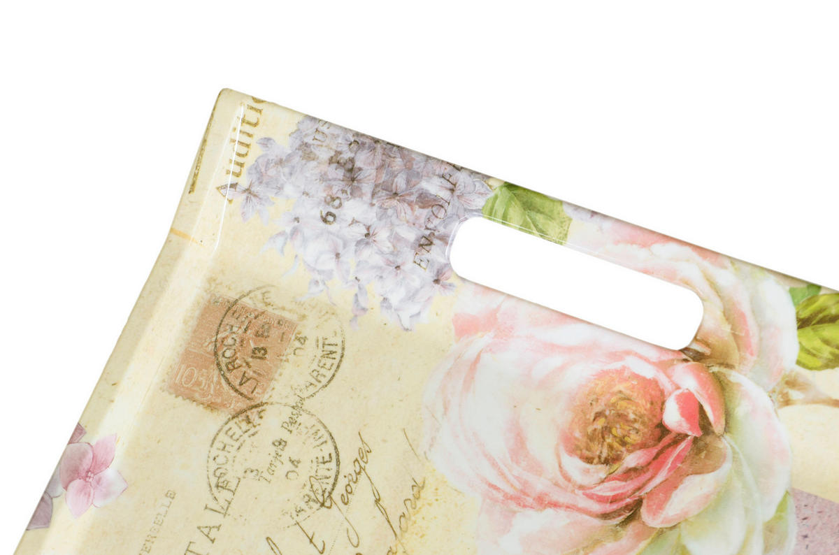 TABLETT Edelrose, rechteckige Serviertablett mit Griff 38x27 cm - Rosa, Kunststoff (27/3/38cm) - Lashuma