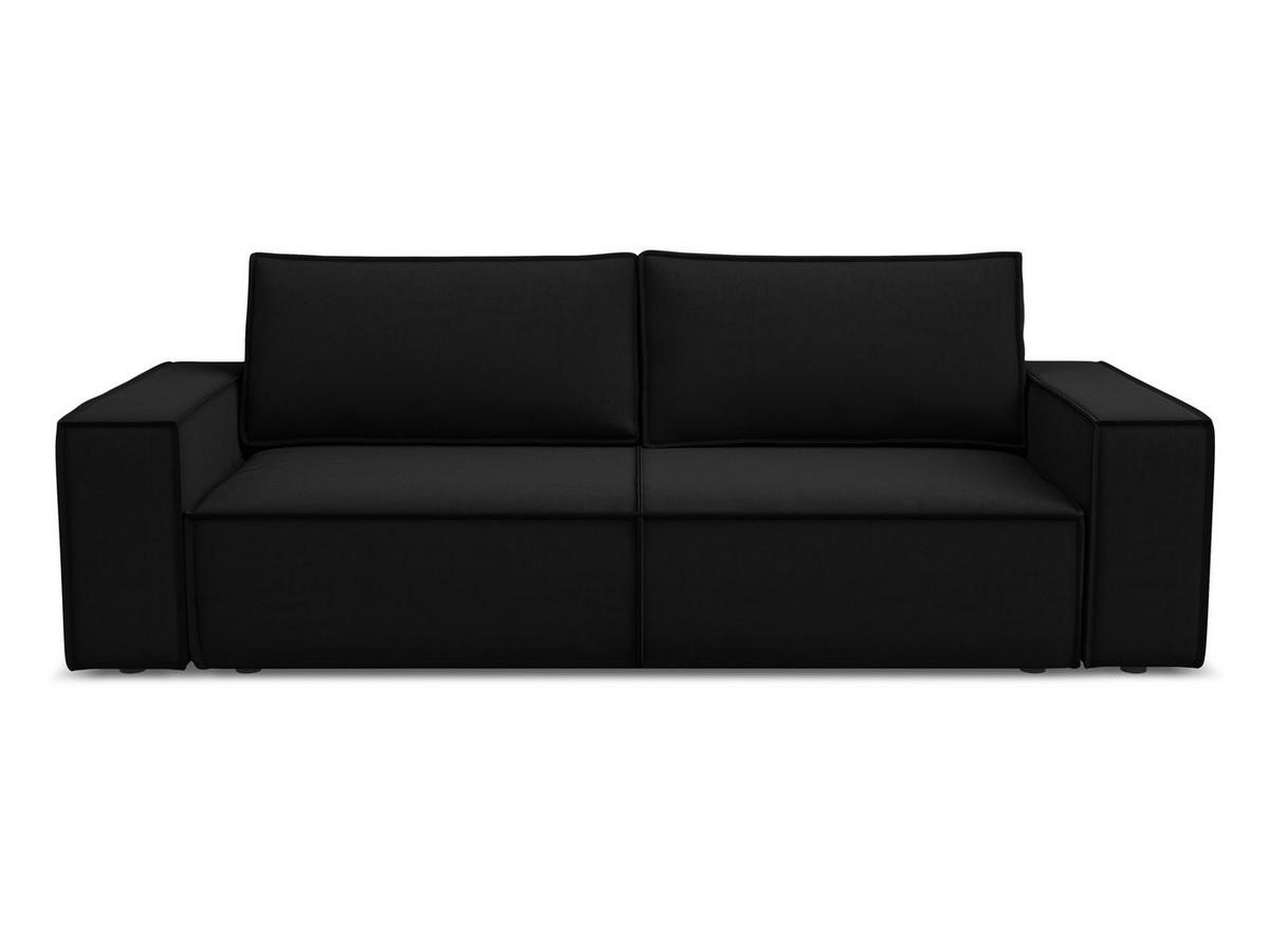 3-SITZER SOFA mit Schlaffunktion Samt Stoff Schwarz - Schwarz, Kunststoff/Textil (255/85/105cm) - Makamii
